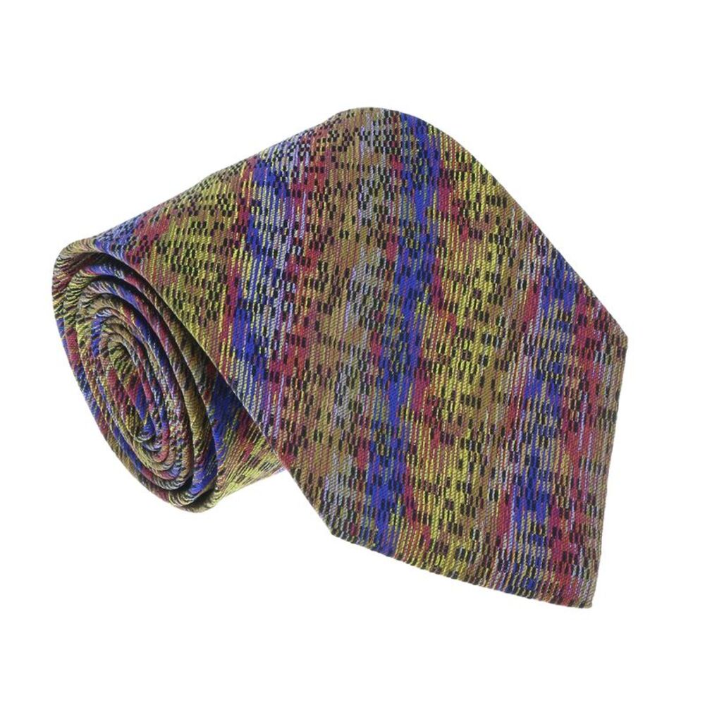 Missoni U8006 Gold/Blue Bar Code 100% Silk Tie